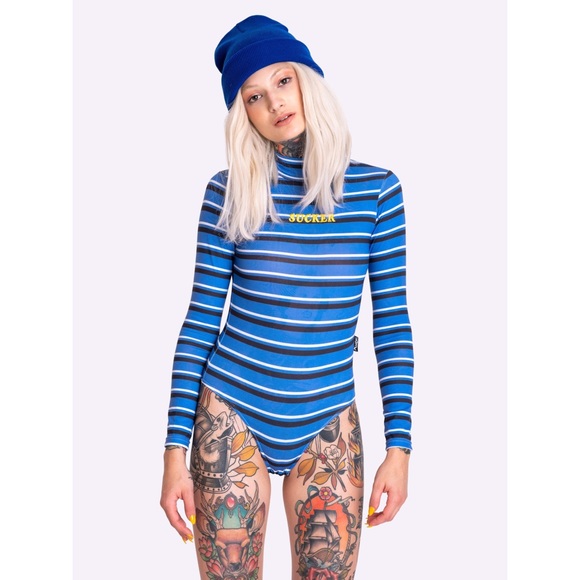Dolls Kill Tops - NWT Minga “Sucker” blue bodysuit